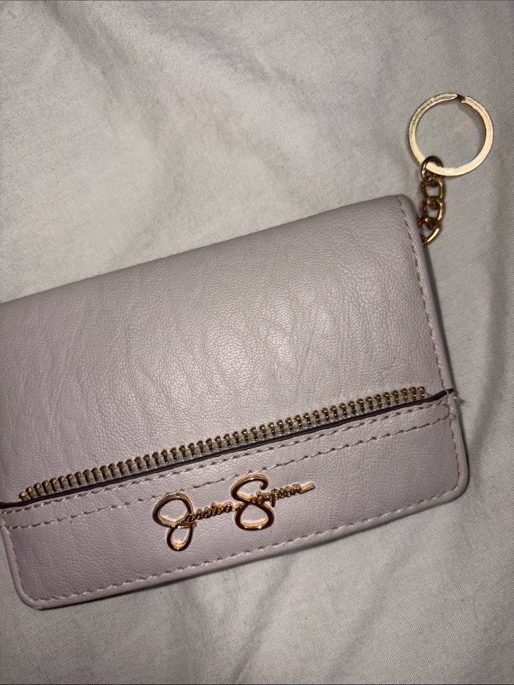 Jessica Simpson Leather Key & Card Holder with Gold Accents